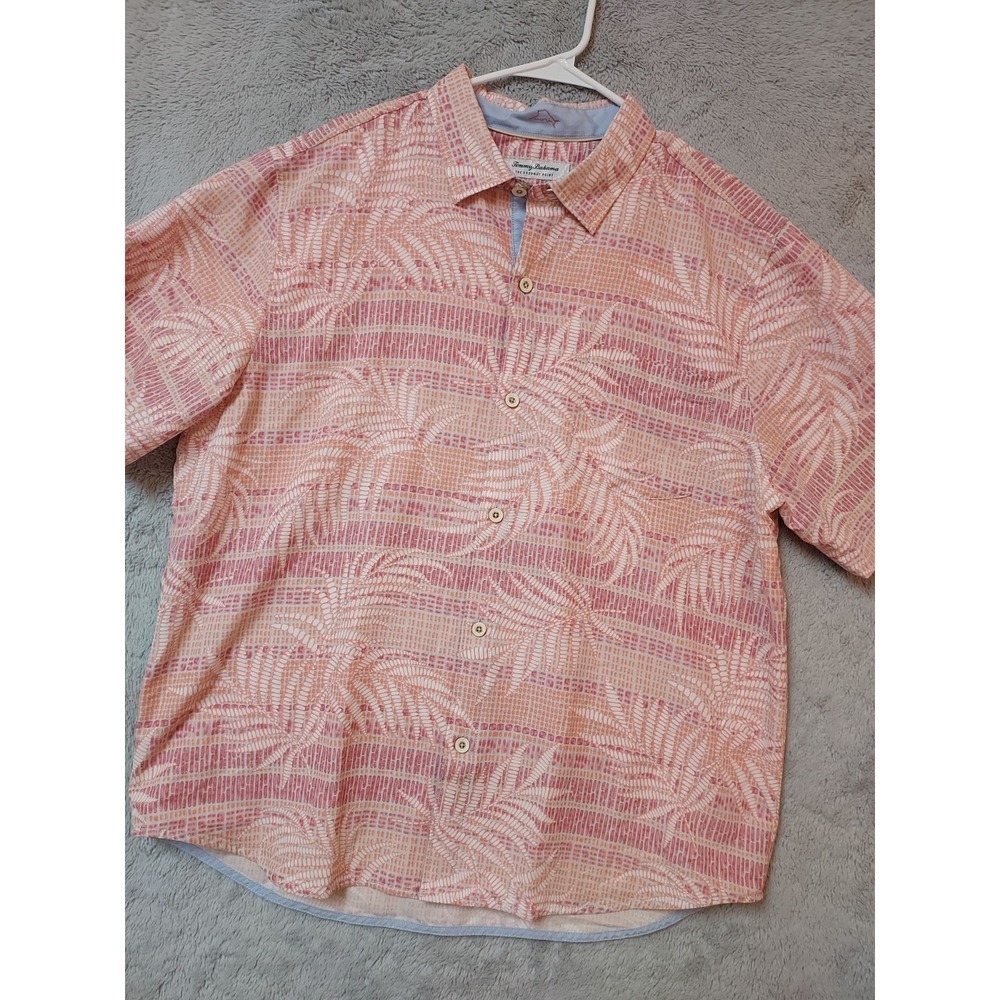 Tommy Bahama Shirt Mens Extra Large Coconut Point Pink Floral Beach Island Zone